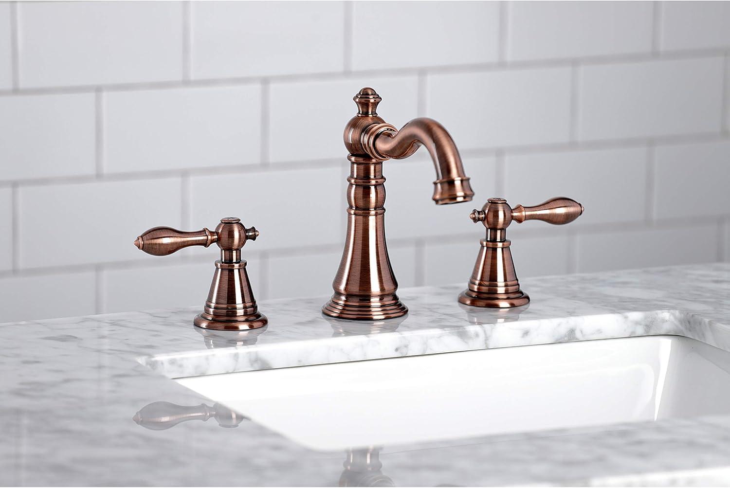 Fauceture FSC197ALAC English Classic Widespread Bathroom Faucet, Antique Copper