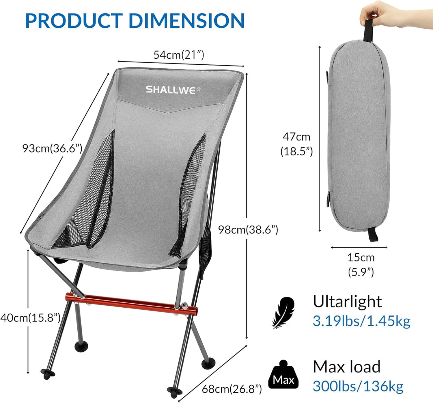 Ultralight Silver High Back Camping Chair with Cushions