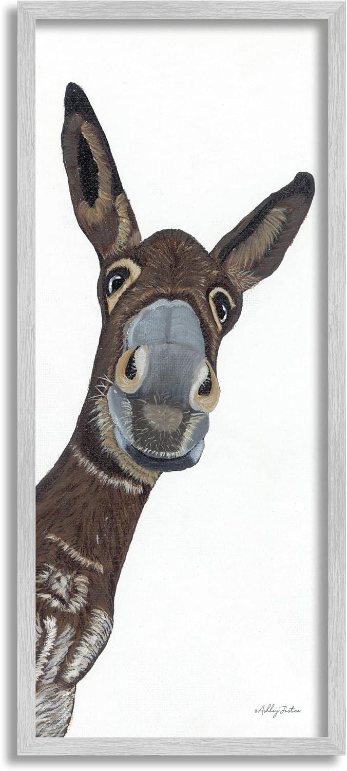 Stupell Industries " Donkey Peering Happily Casual Farm Animal Portrait " by Ashley Justice