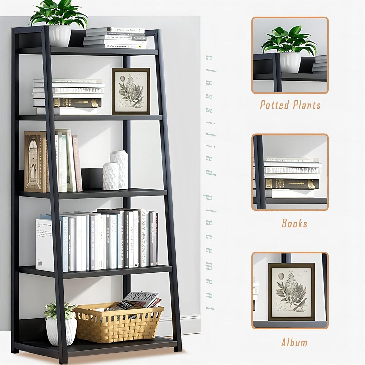 3 Tier Open Bookshelf - Steel and Wood Display Stand, 50CM Width Floor-Standing Bookcase, Black