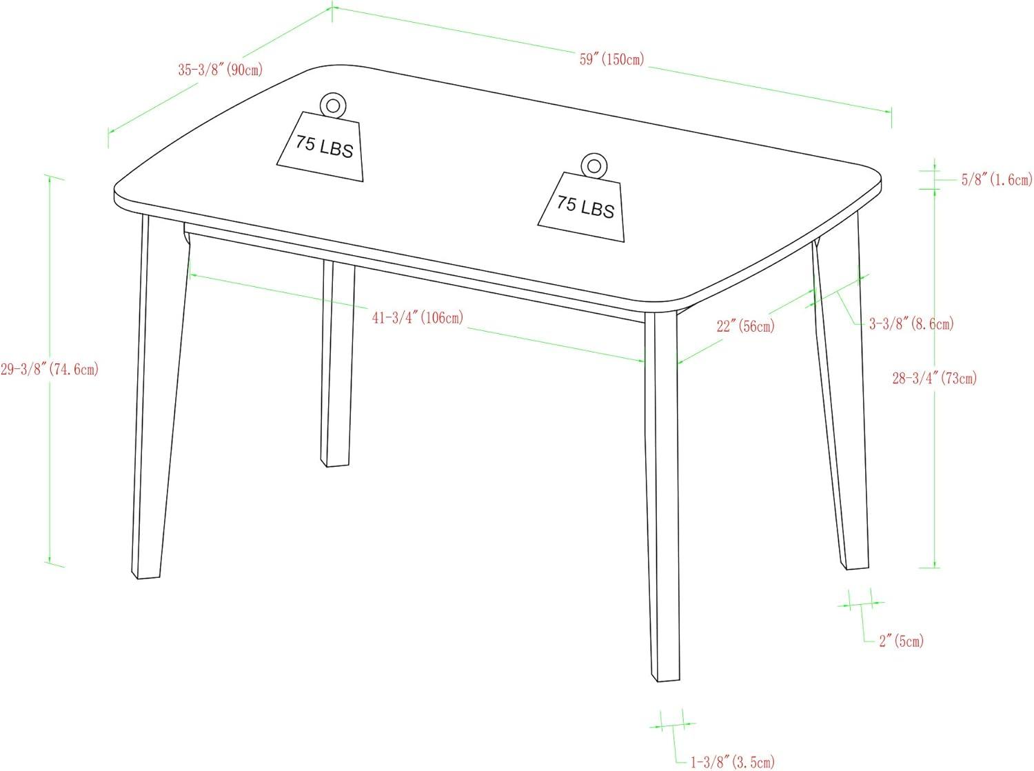 Walker Edison Mid-Century Modern Wood Dining Table, 60", White