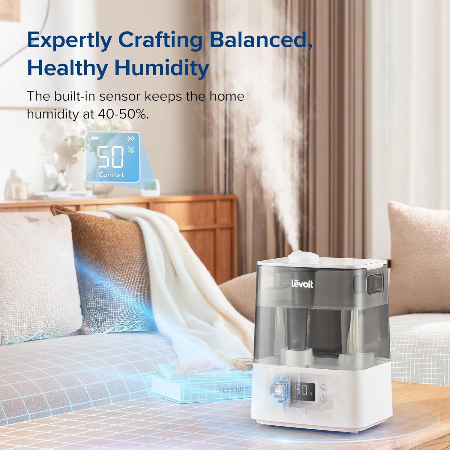 Levoit 6L Gray Smart Ultrasonic Humidifier with Essential Oil Diffuser