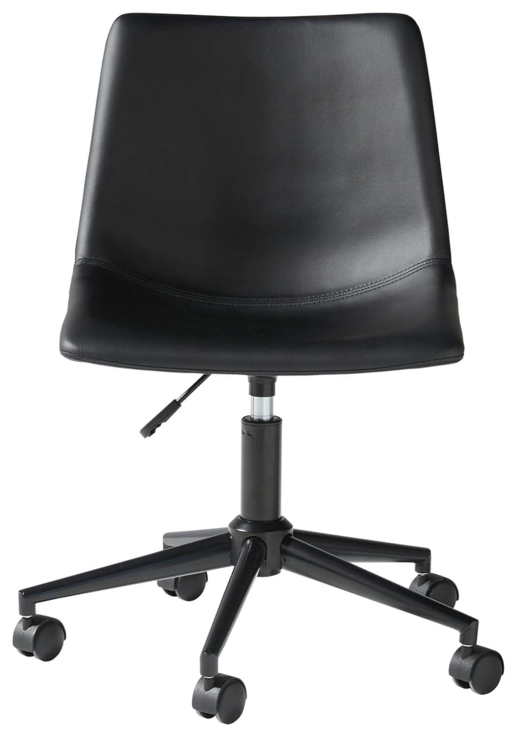 Program Home Office Swivel Desk Chair Black - Signature Design by Ashley: Faux Leather, Armless, With Wheels