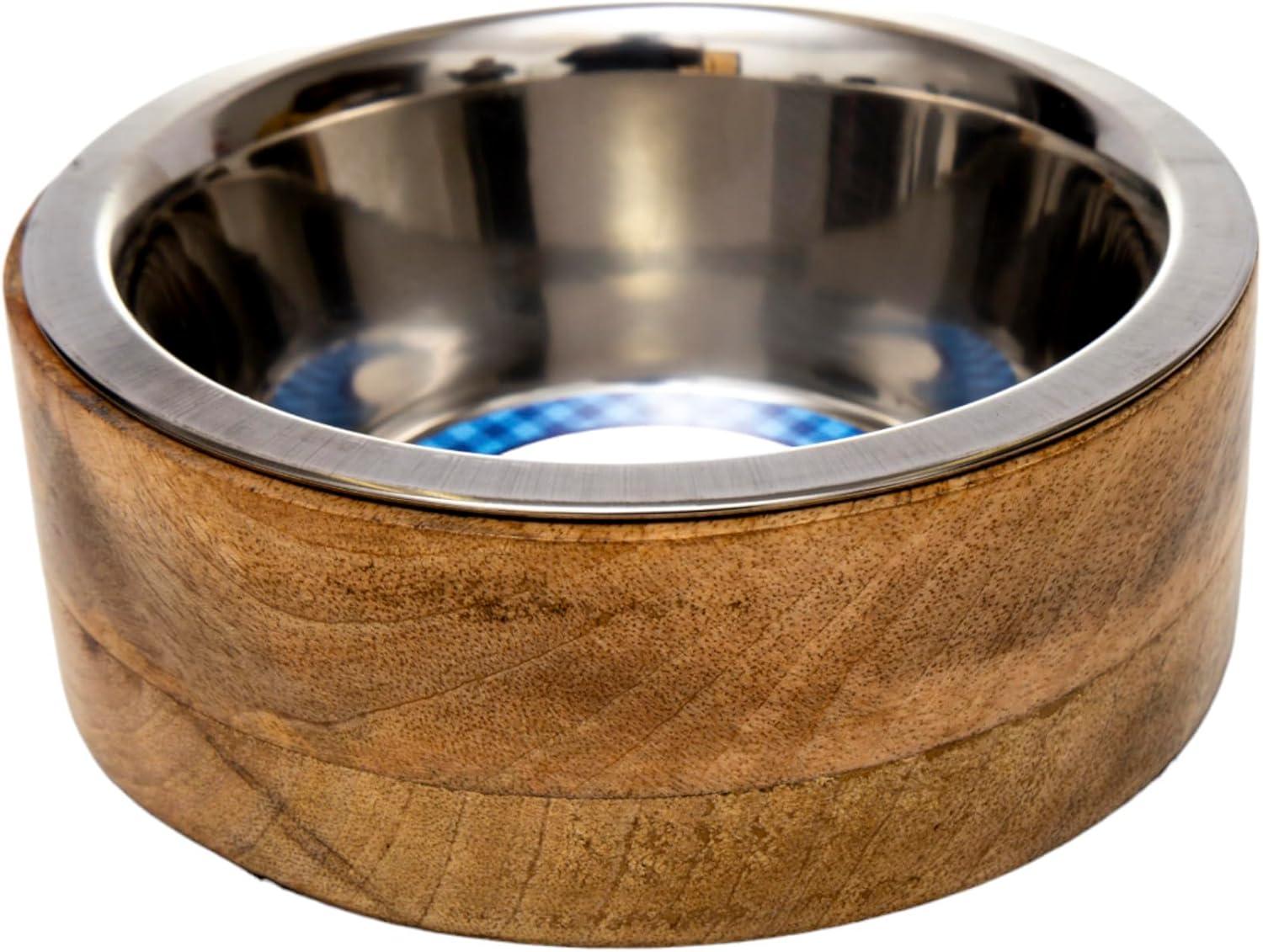 Country Living Eco-Friendly Mango Wood Dog Bowl, Stainless Steel Pet Feeder, Durable & Stylish Dish, Sustainable Dog Feeding Solution