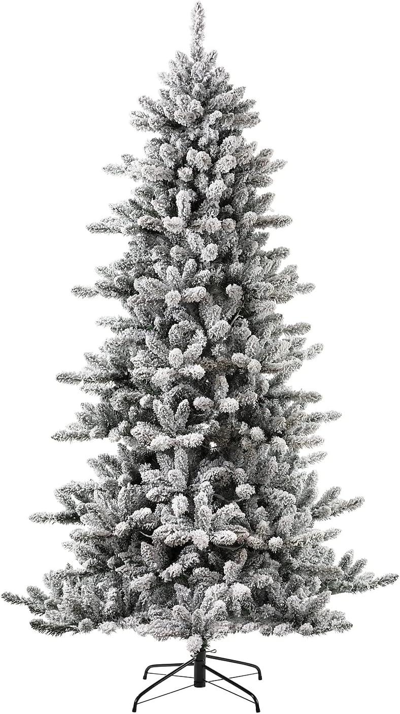 Glitz Design Glitzhome 7.5ft Pre-Lit Snow Flocked Fir Christmas Tree with 400 Warm White Lights