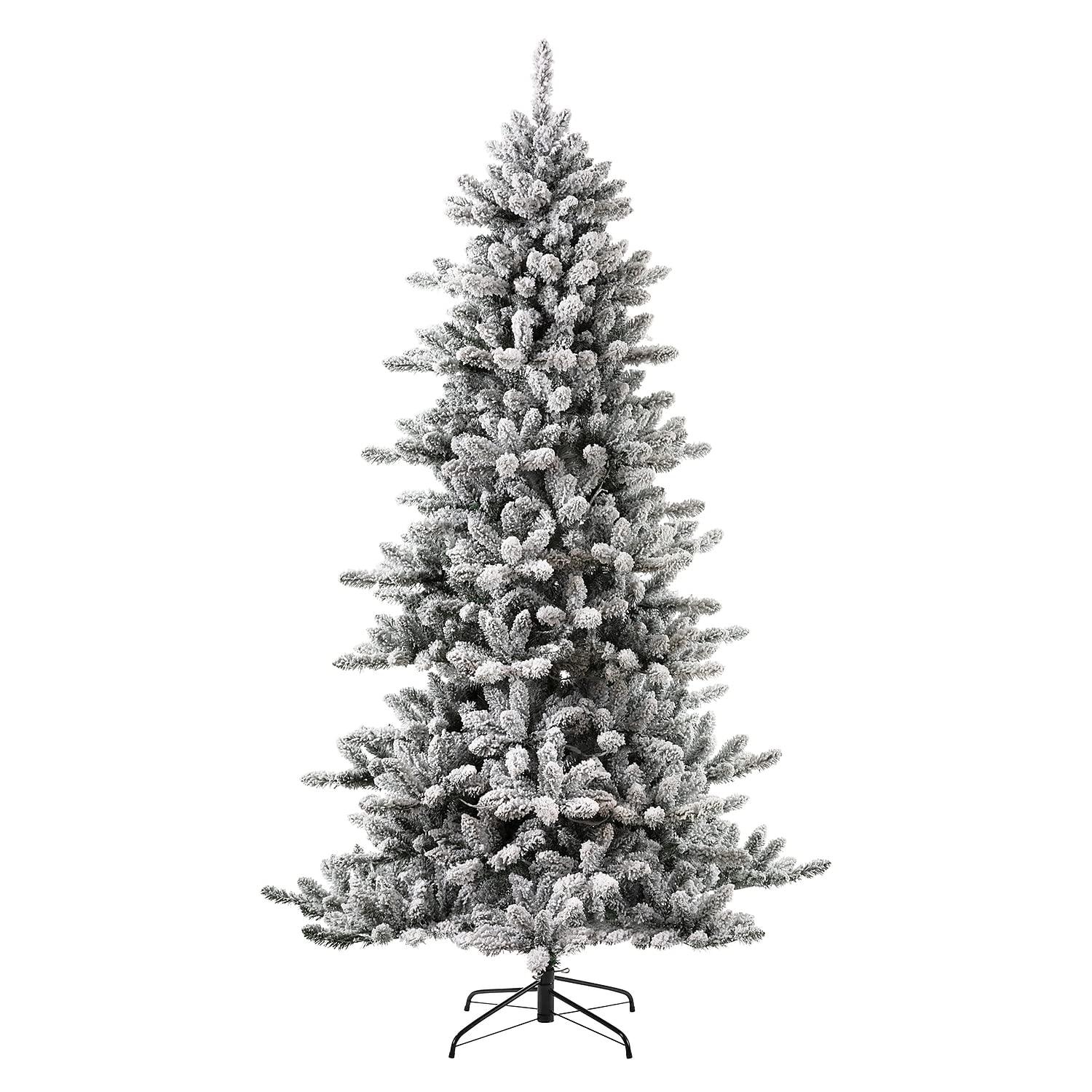 Glitz Design Glitzhome 7.5ft Pre-Lit Snow Flocked Fir Christmas Tree with 400 Warm White Lights