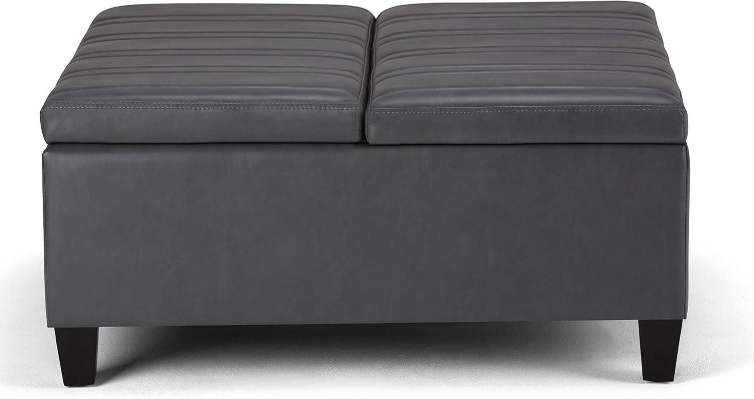 Contemporary Stone Gray 36" Square Storage Ottoman with Flip-up Top