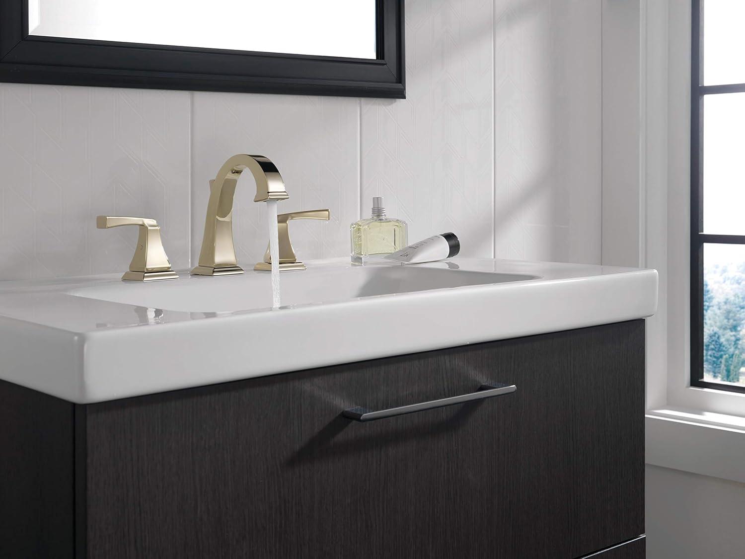 Modern Art Deco Inspired Polished Nickel Widespread Bathroom Faucet