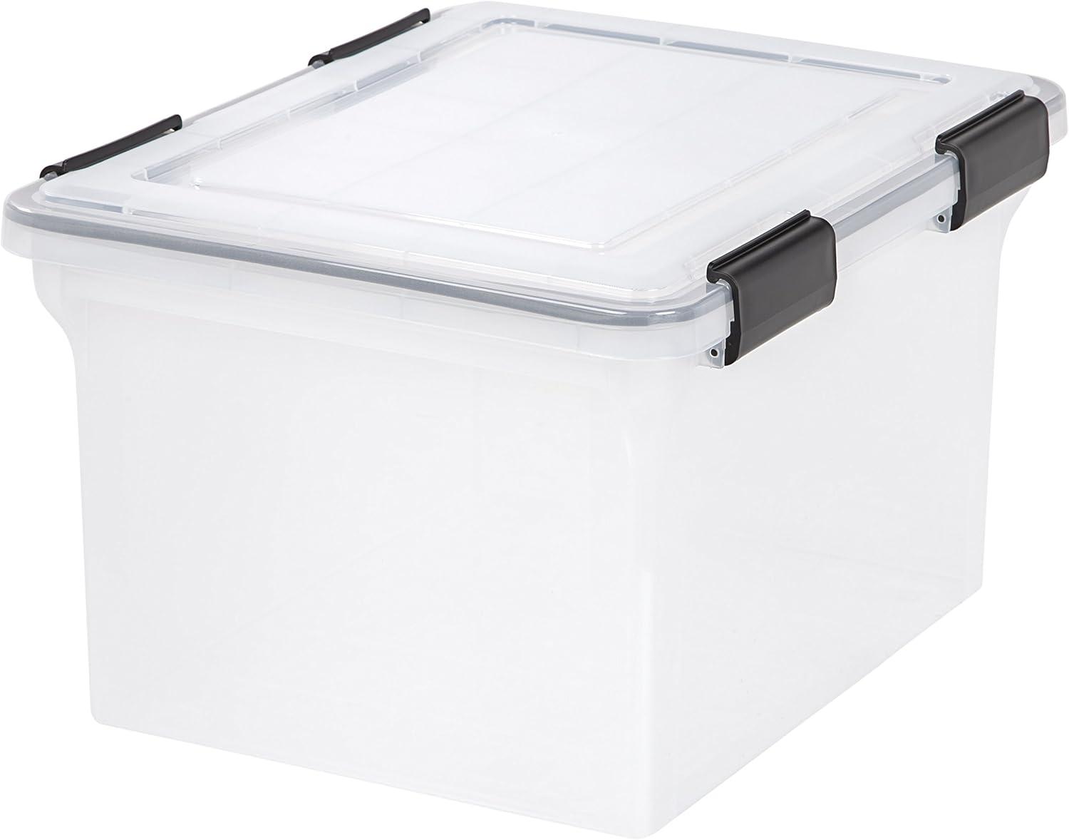 Clear 32 Quart Weathertight Plastic File Storage Box Set