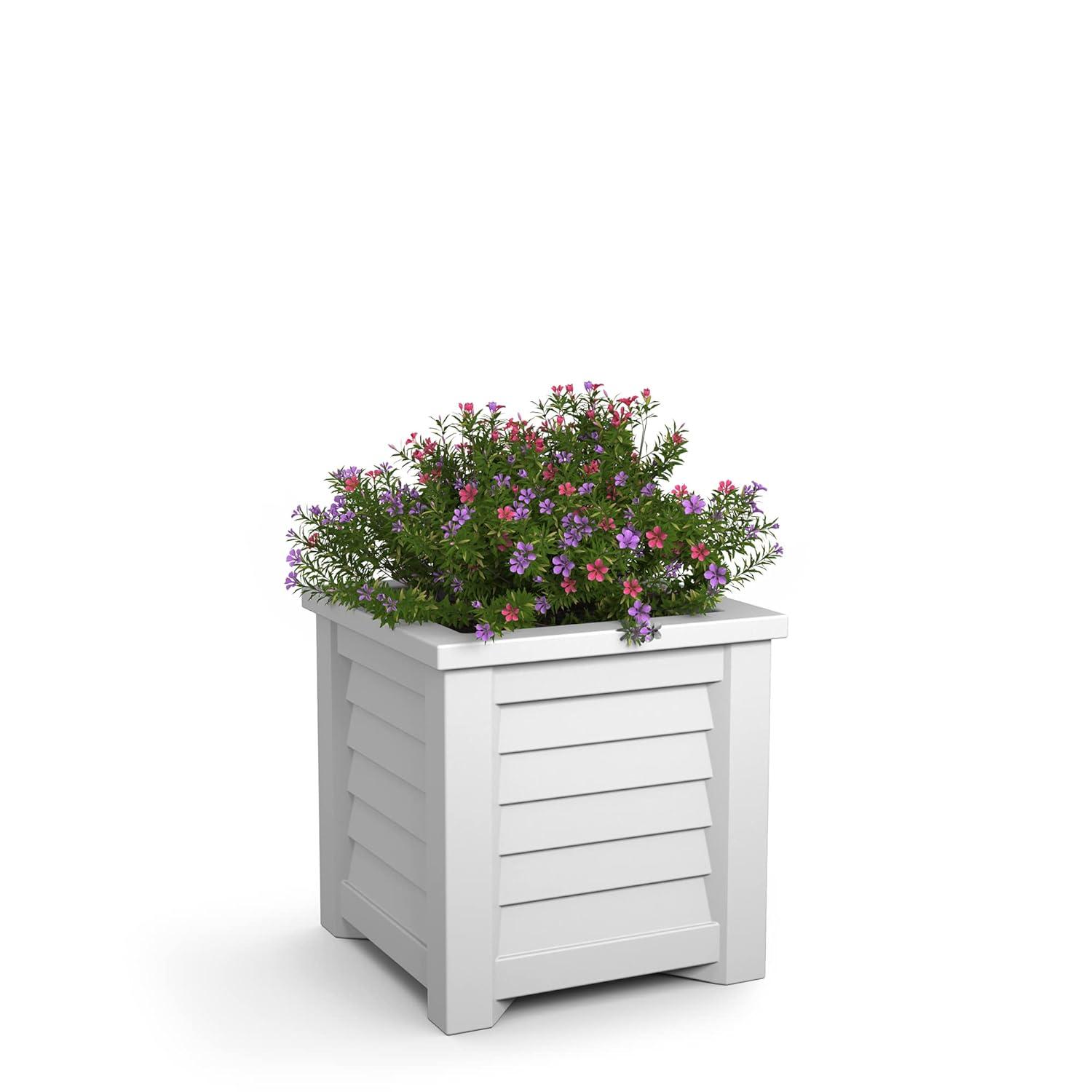 Lakeland 16" x 16" x 16" Square White Self-Watering Polyethylene Planter