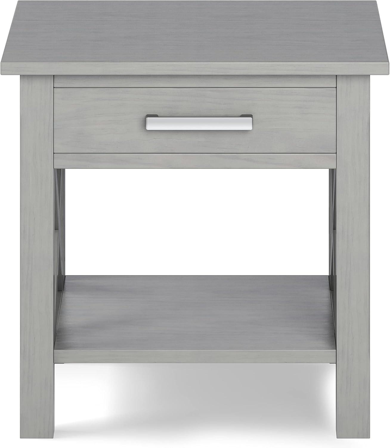 Kitchener SOLID WOOD 21" Wide Square Contemporary End Side Table in Fog Gray