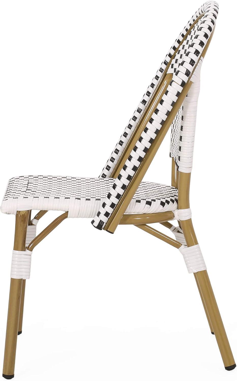 Christopher Knight Home Elize Outdoor French Cafe Chairs (Set of 4) by  Black + White + Bamboo Print Finish