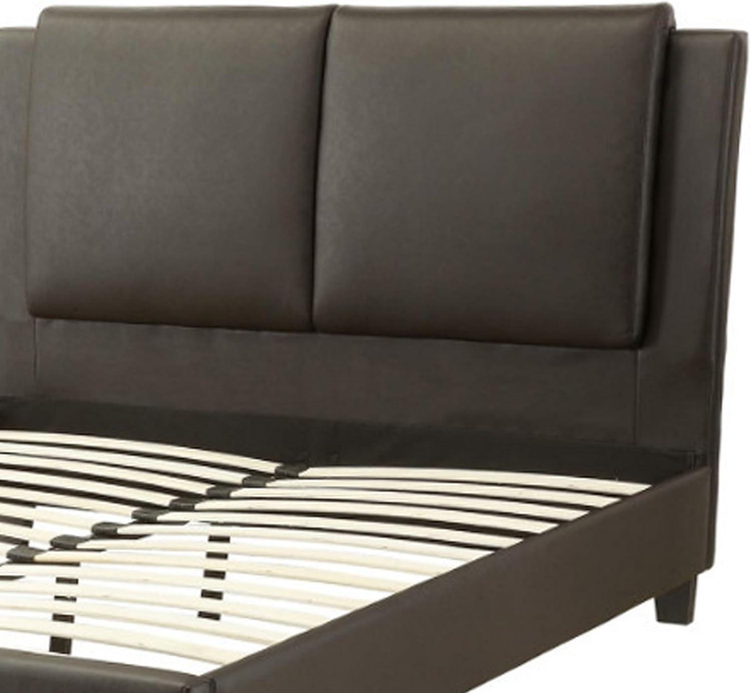 Benjara Elegant Wooden Eastern King Bed With PU Head Board, Brown