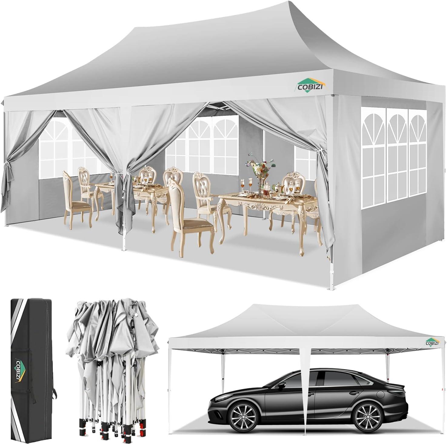 White 10x20 ft Waterproof Aluminum Alloy Pop-Up Canopy Tent