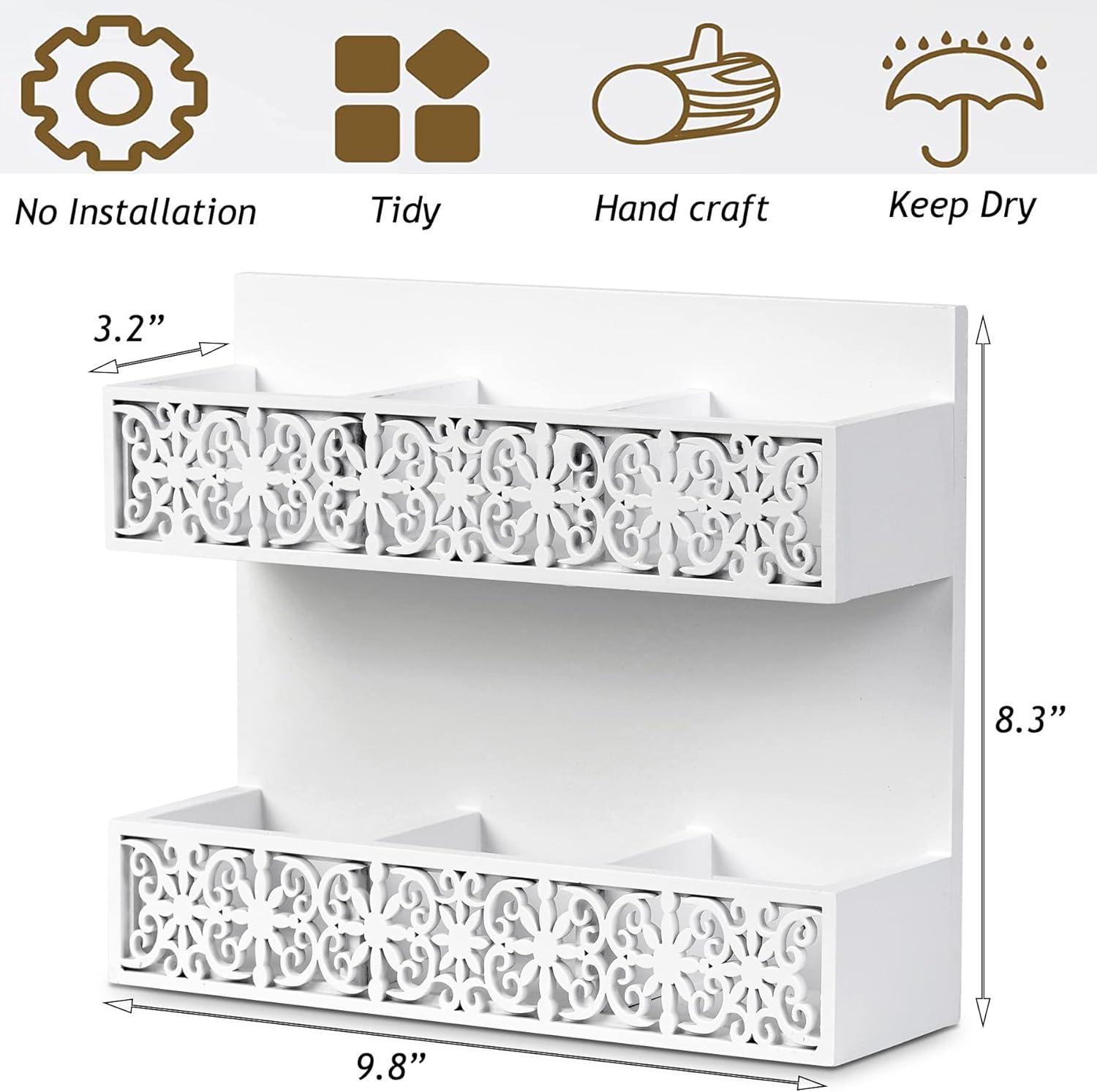 QILICHZ Tea Bag Organizer 2 Tier Wood Tea Bags Holder Wall Mounted Tea Box for Tea Bags Organizer Rustic Tea Chests for Tea Storage Coffee Display for Café, Home, Office