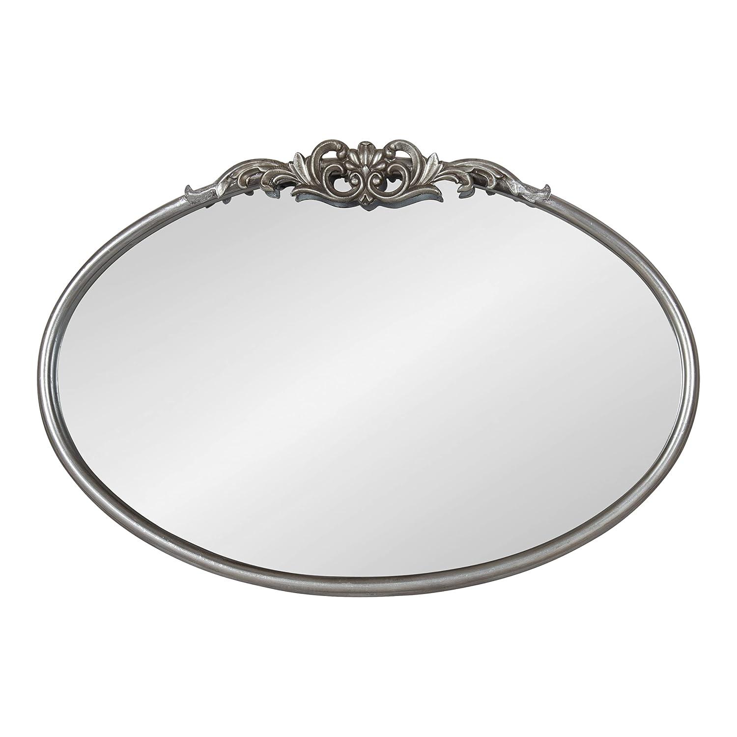 Kate & Laurel All Things Decor 27"x18.75" Arendahl Traditional Vertical Oval Wall Mirror Silver: No Assembly, Metal Frame, Wall Mount