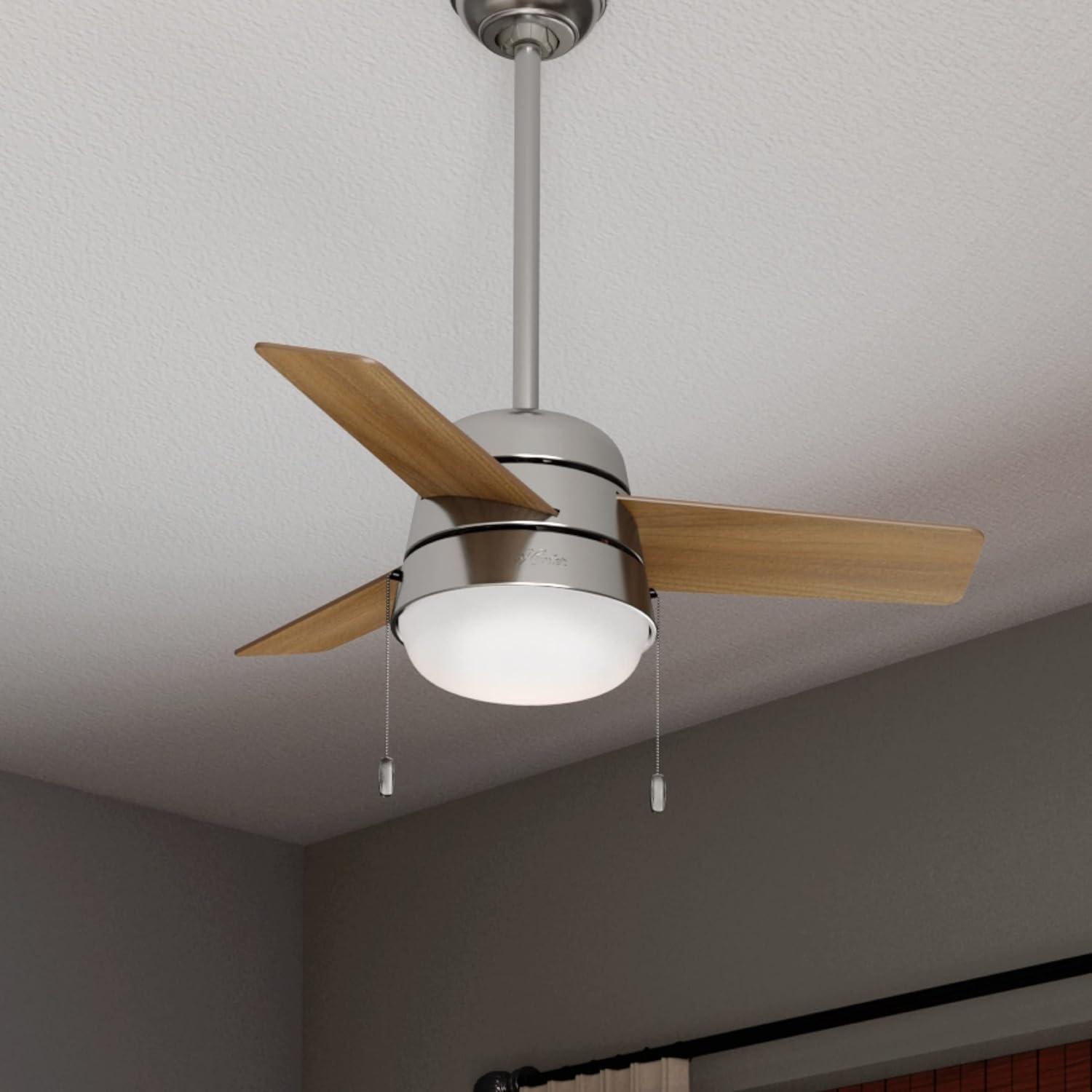 Aker 36" 3 - Blade Standard Ceiling Fan with Lights and Pull Chains