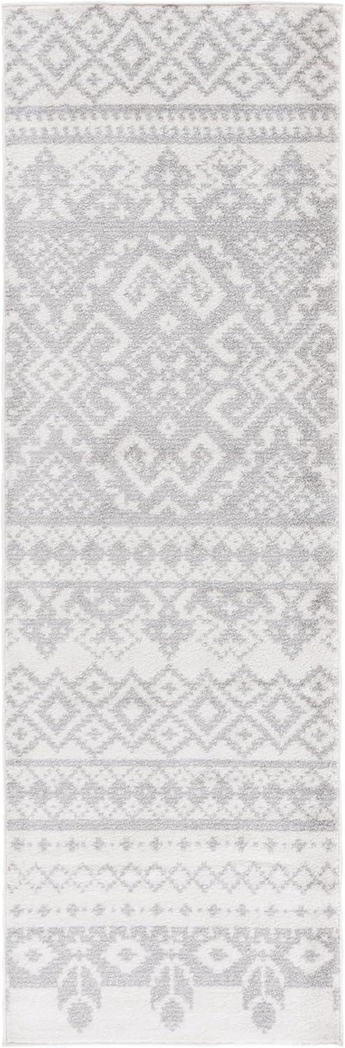 SAFAVIEH Adirondack Zachary Southwestern Runner Rug, Ivory/Silver, 2'6" x 8'