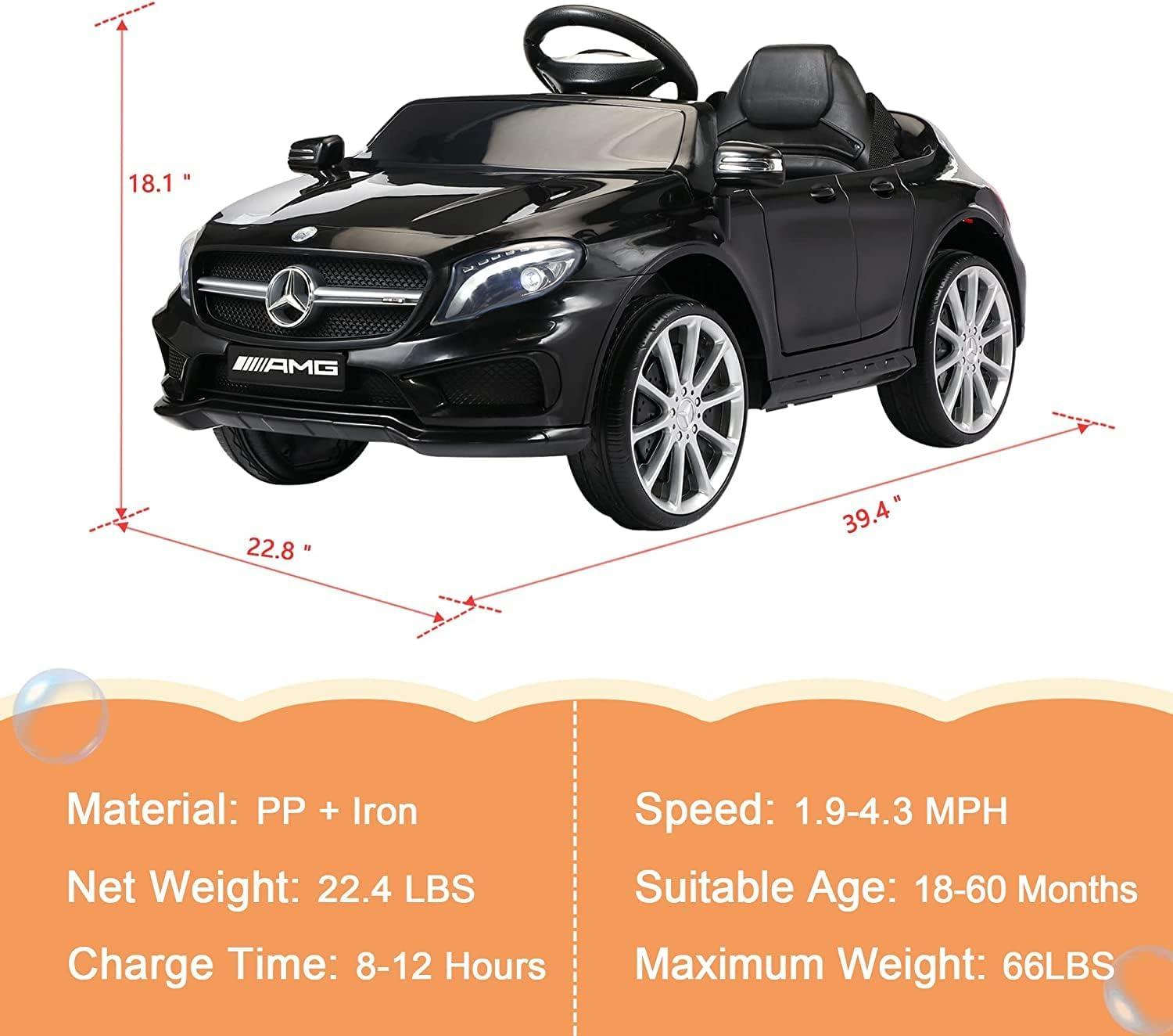 Black 12V Licensed Mercedes Benz GLA45 Kids Ride-On Car