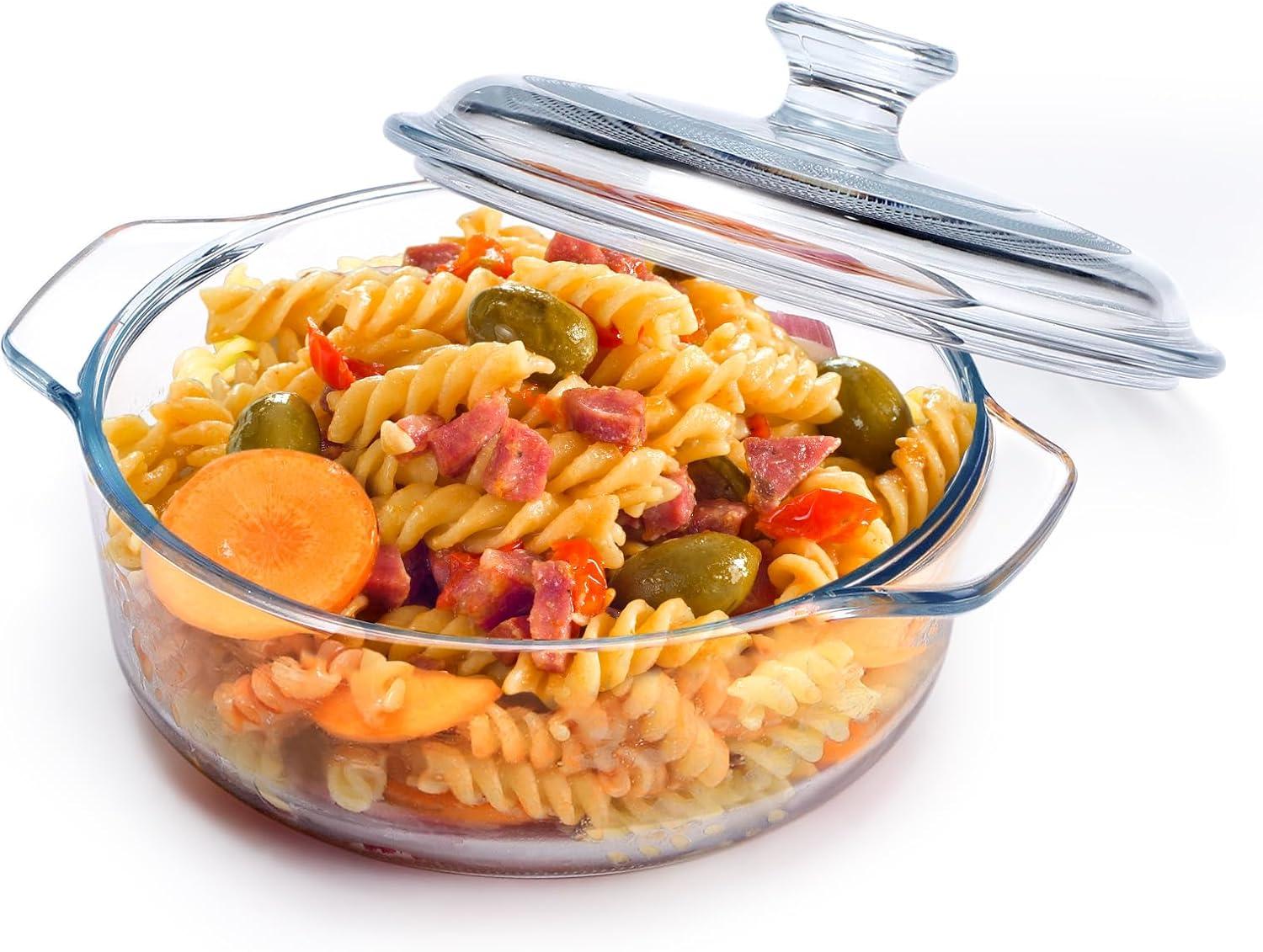 NUTRIUPS 0.8L Glass Casserole Dish with Lid Oven Safe Square Casserole Dish 5.9in Glass Microwave Bowl With Lid Microwavable Cookware (25oz-Mini)