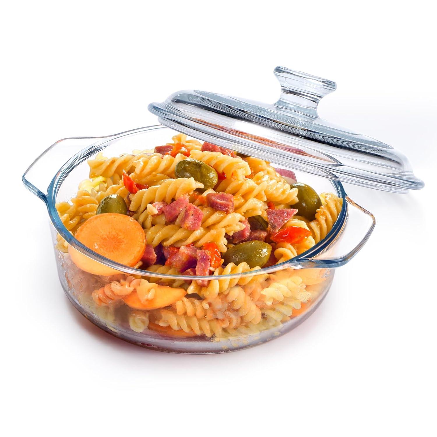 NUTRIUPS 0.8L Glass Casserole Dish with Lid Oven Safe Square Casserole Dish 5.9in Glass Microwave Bowl With Lid Microwavable Cookware (25oz-Mini)