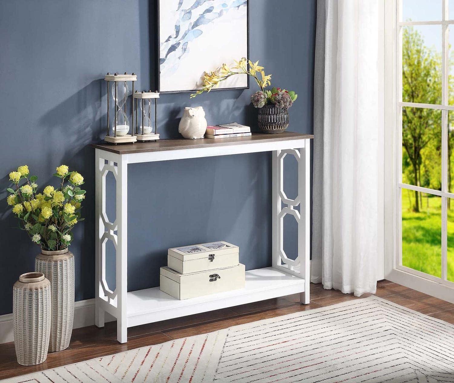 Convenience Concepts Omega Console Table with Shelf, Driftwood/White