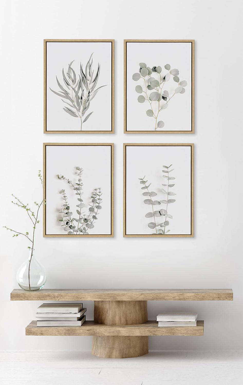 (Set of 2) 18" x 24" Sylvie Neutral Botanical 1 and 2 Framed Canvas Set Natural - Kate & Laurel All Things Decor: Modern Vertical Wall Art