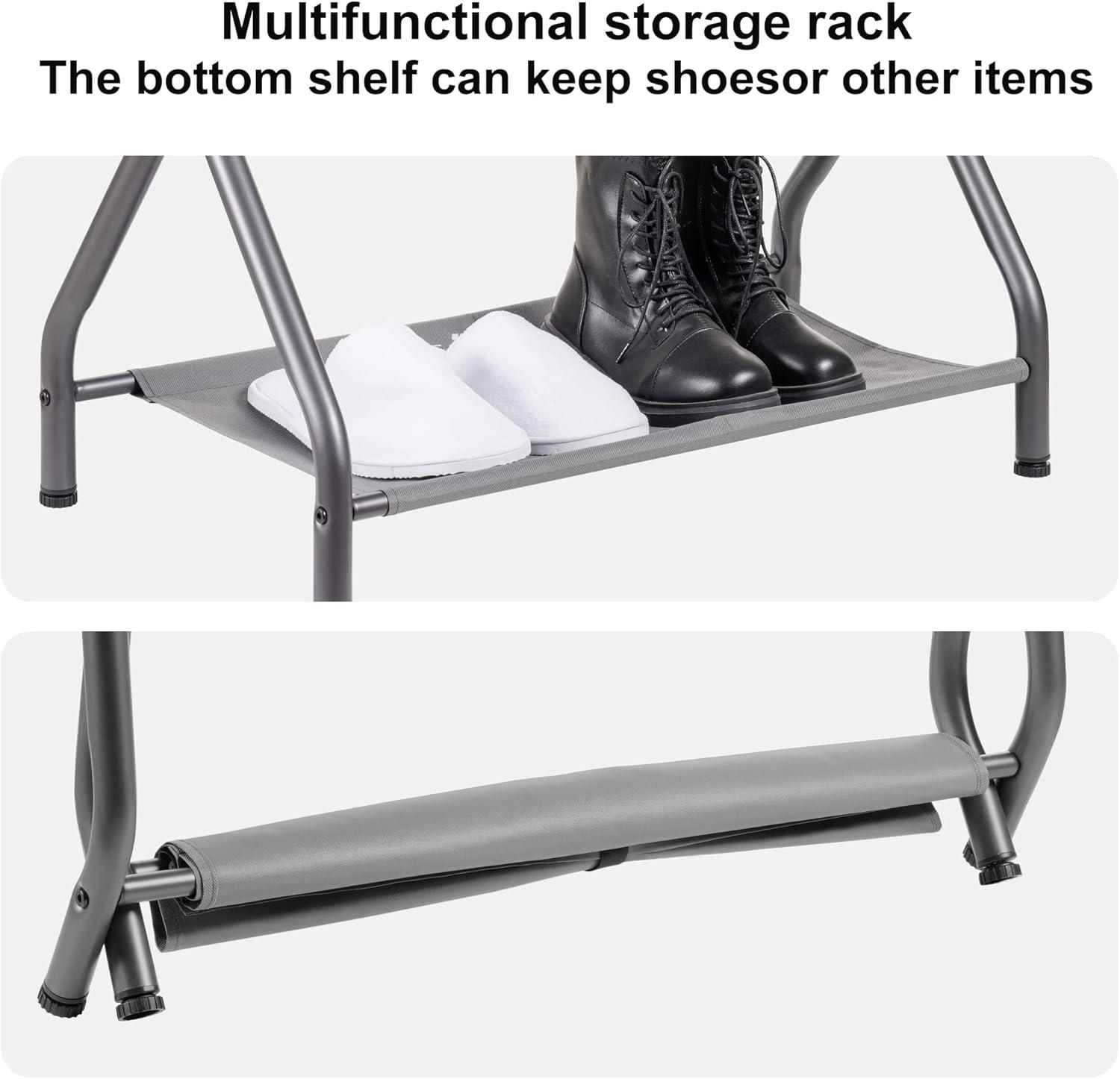 MEBROT Set Of 2, Foldable Suitcase Stands For Guest Room, Metal Luggage Holder With Storage Shelf For Bedroom, Hotel, Easy Assemble