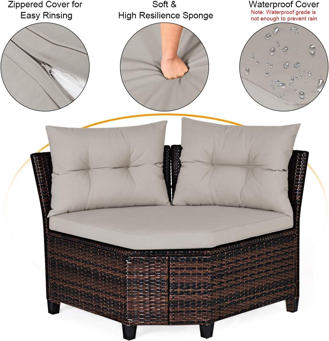 Patiojoy 4PCS Outdoor Patio Conversation Set Wicker Rattan Sectional Sofa