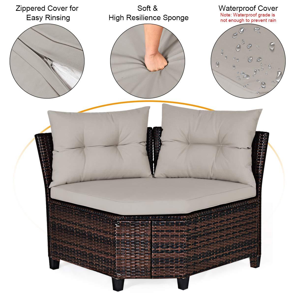 Patiojoy 4PCS Outdoor Patio Conversation Set Wicker Rattan Sectional Sofa