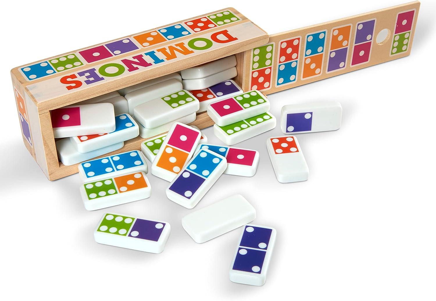 Colorful Dominoes Game with Wooden Storage Box