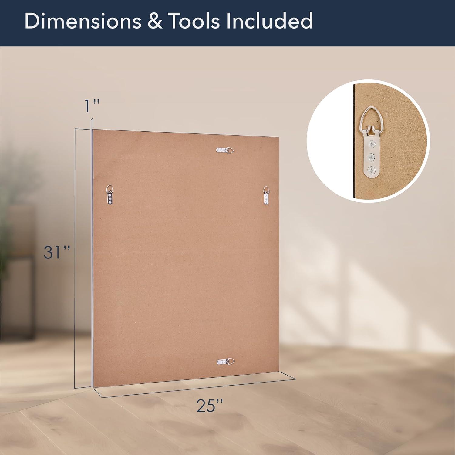 Head West Champagne Silver Honeycomb Embossed Framed Beveled Wall Mirror - 25.5" x 31.5"