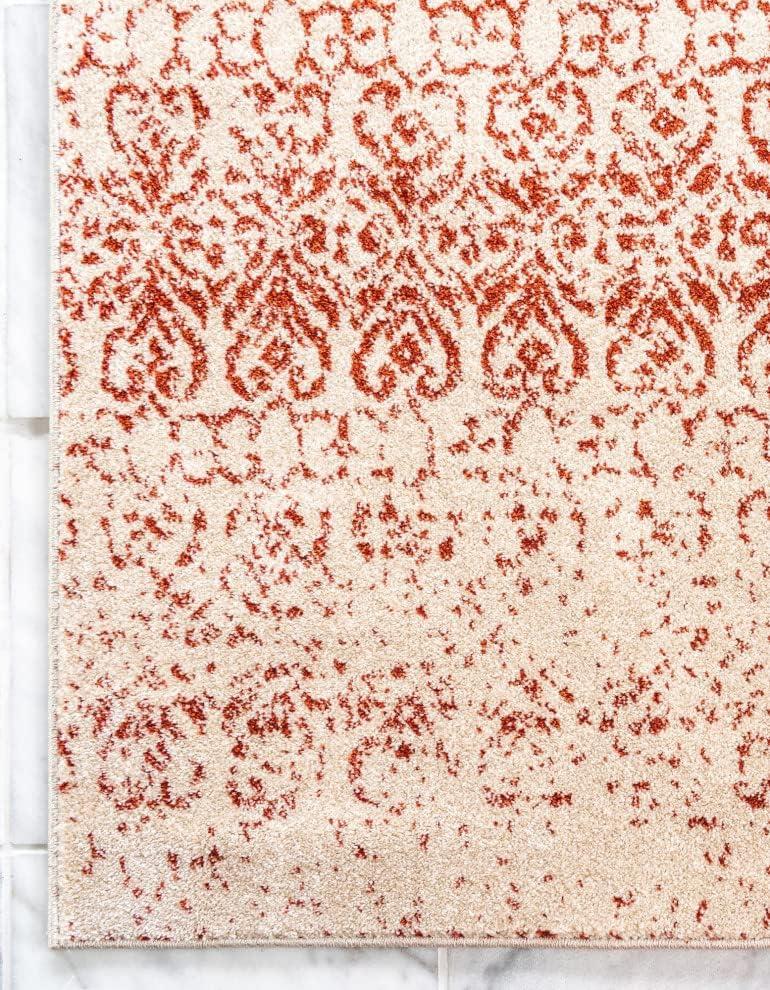 Unique Loom Del Mar Collection Area Rug - Jennifer (10' x 13' 1" Rectangle Red/Beige)