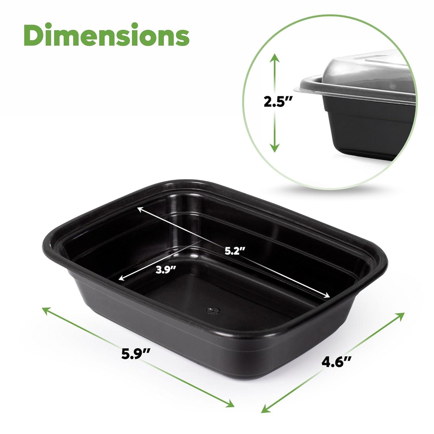 GUSTO Bento Box Meal Prep Containers with Lid 1 Compartment, 12 Oz, 50-Pack