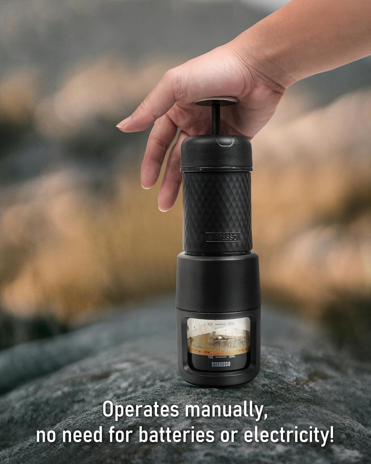 Compact Black Portable Espresso Maker with Capsule Compatibility