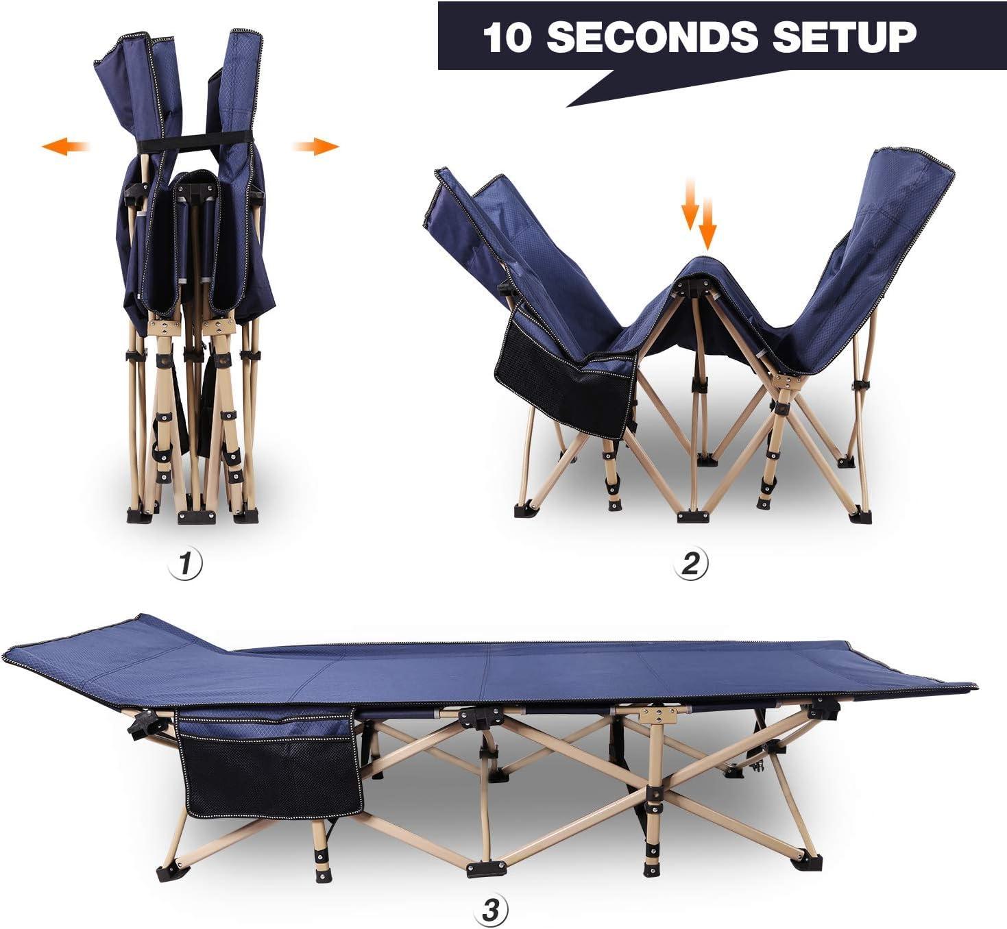 LIFETIME FLOORING LLC Oversized Camping Cots For Adults 500Lbs, Extra Wide Tall Sleeping Cots Heavy Duty,  Cots Portable For Outdoor Indoor Office