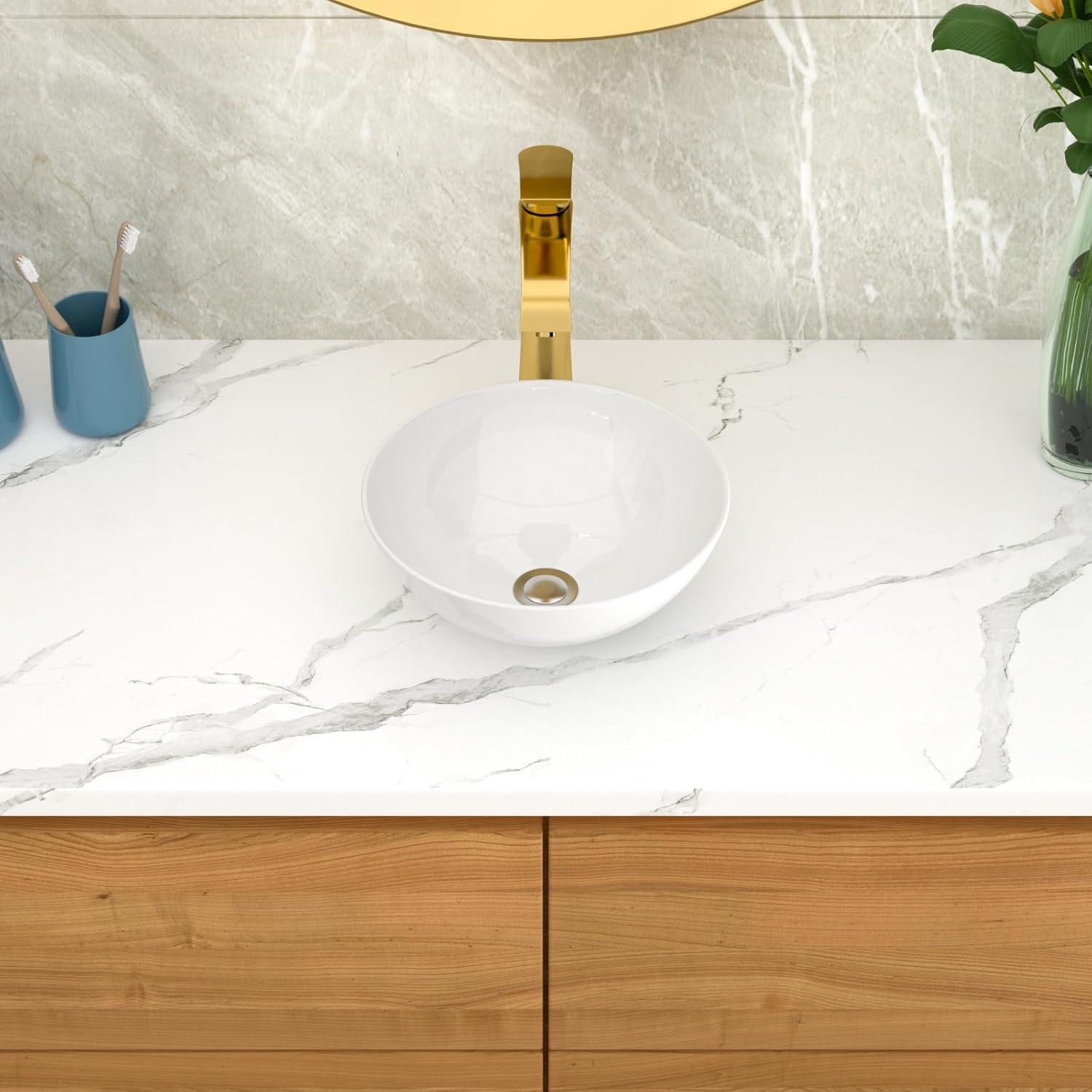 16" x 13" Oval Vessel Bathroom Sink White Bathroom Sink Ceramic Above Counter Sink Egg Shape Bowl
