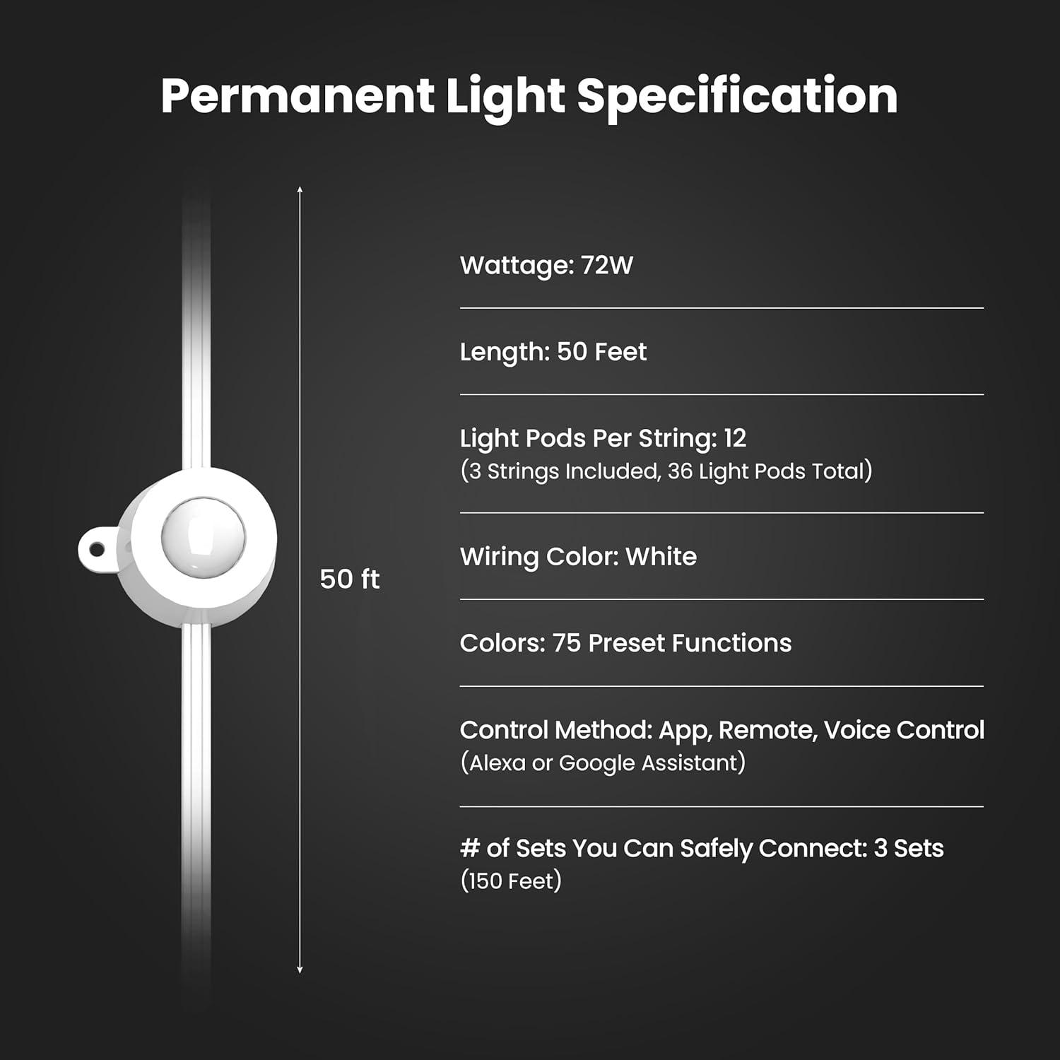 Feit Electric 50' 36 S14 LED Permanent Outdoor String Light Corded