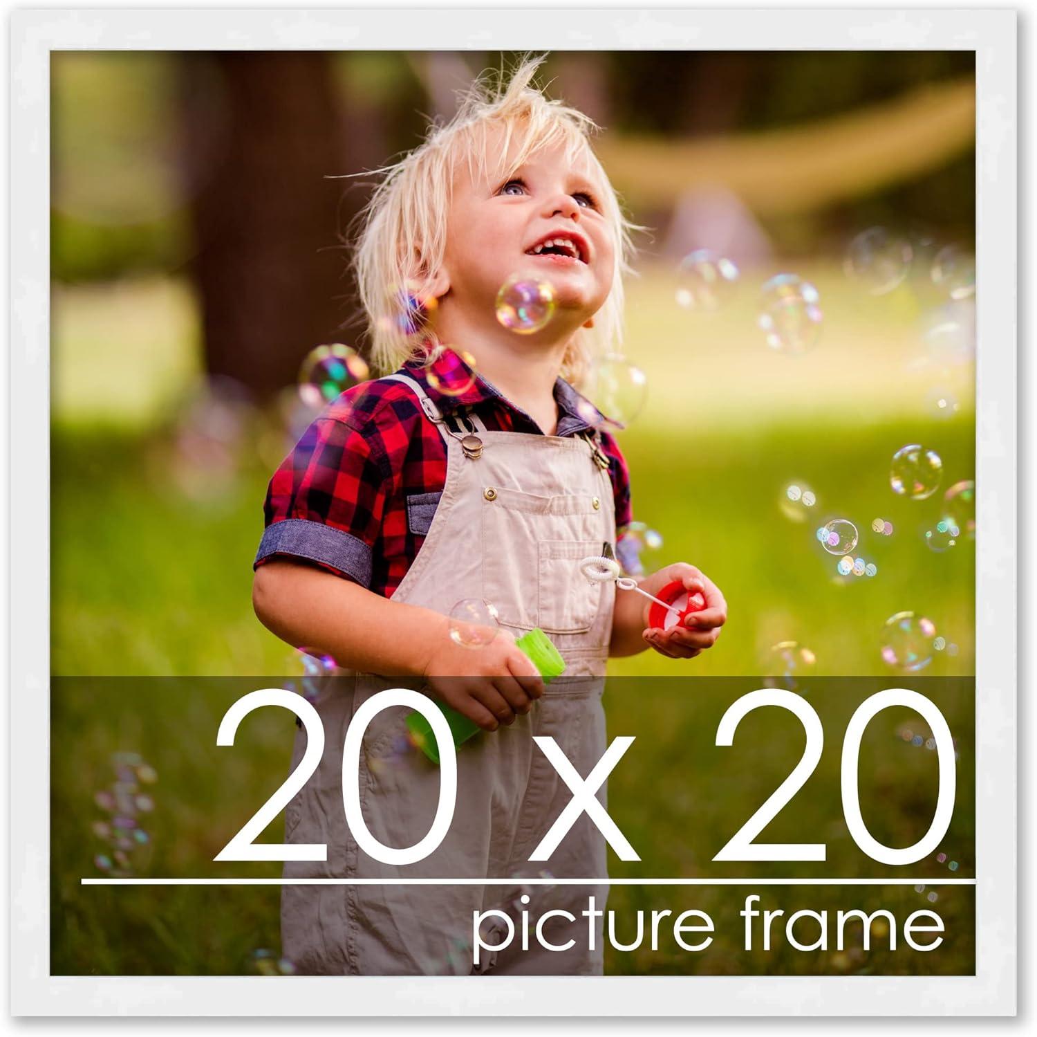 Classic White Wood 20x20 Picture Frame with UV Acrylic