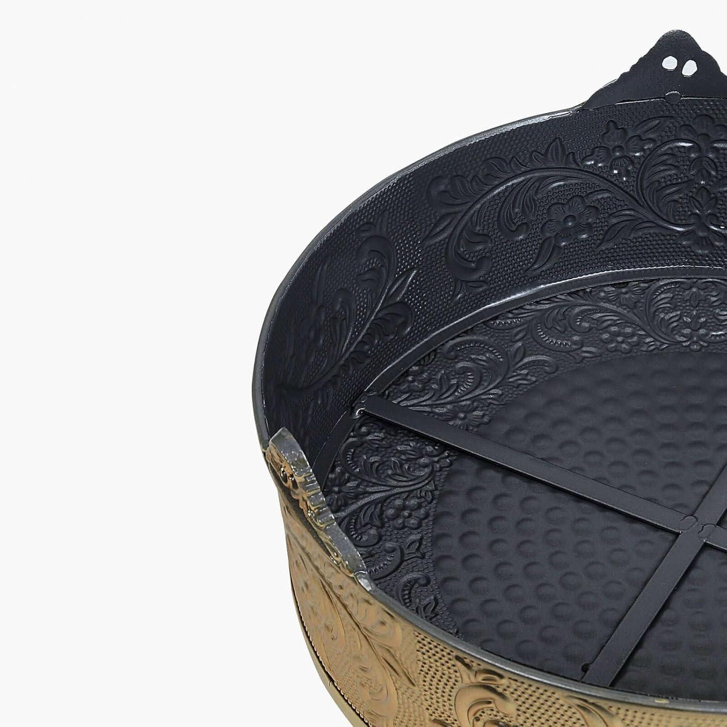 Efavormart 18 inch Gold Round Embossed Metal Cake Plateau Stand Riser Wedding Birthday Party Dessert Cake Pedestal Display Plate