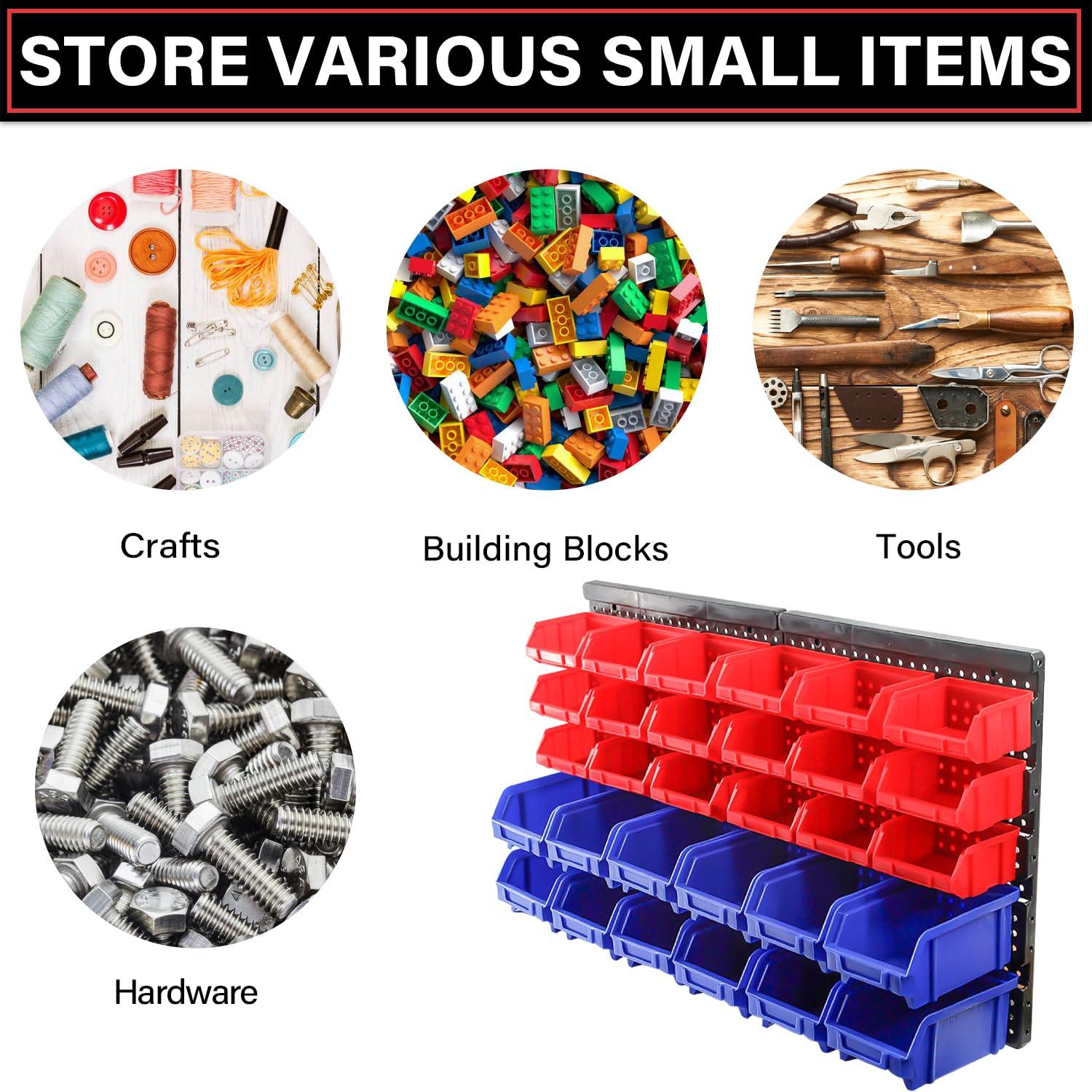 Stalwart Wall-Mounted Garage Storage Bins for Garage Organization, Craft Supply Storage, Tool Box Organizer