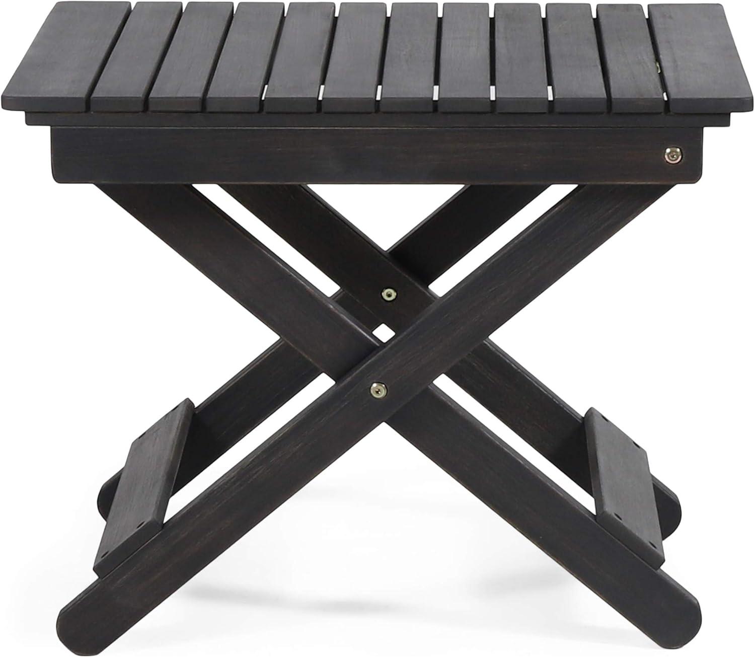 Dark Gray Acacia Wood Outdoor Folding Side Table