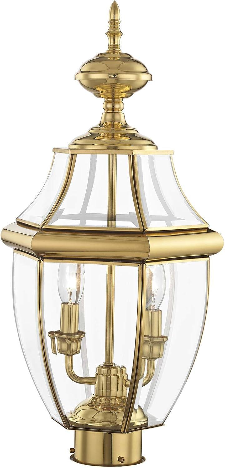 Lighting Lumens 2 Light Verdigris Outdoor Post Lantern Pendant - Clear Beveled Glass Shade