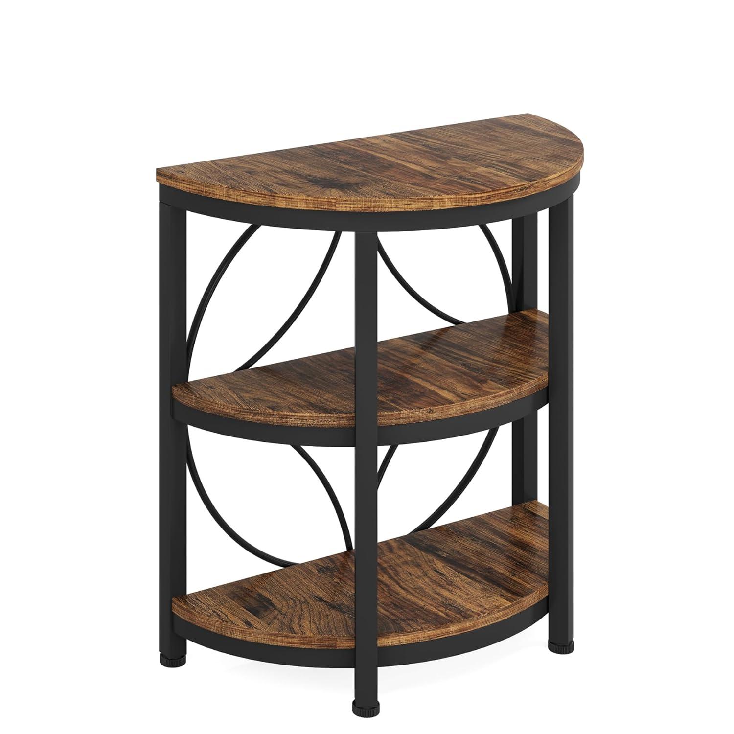 Tribesigns 1pc 3-Tier Semi Round End Table, Half Moon Accent Table
