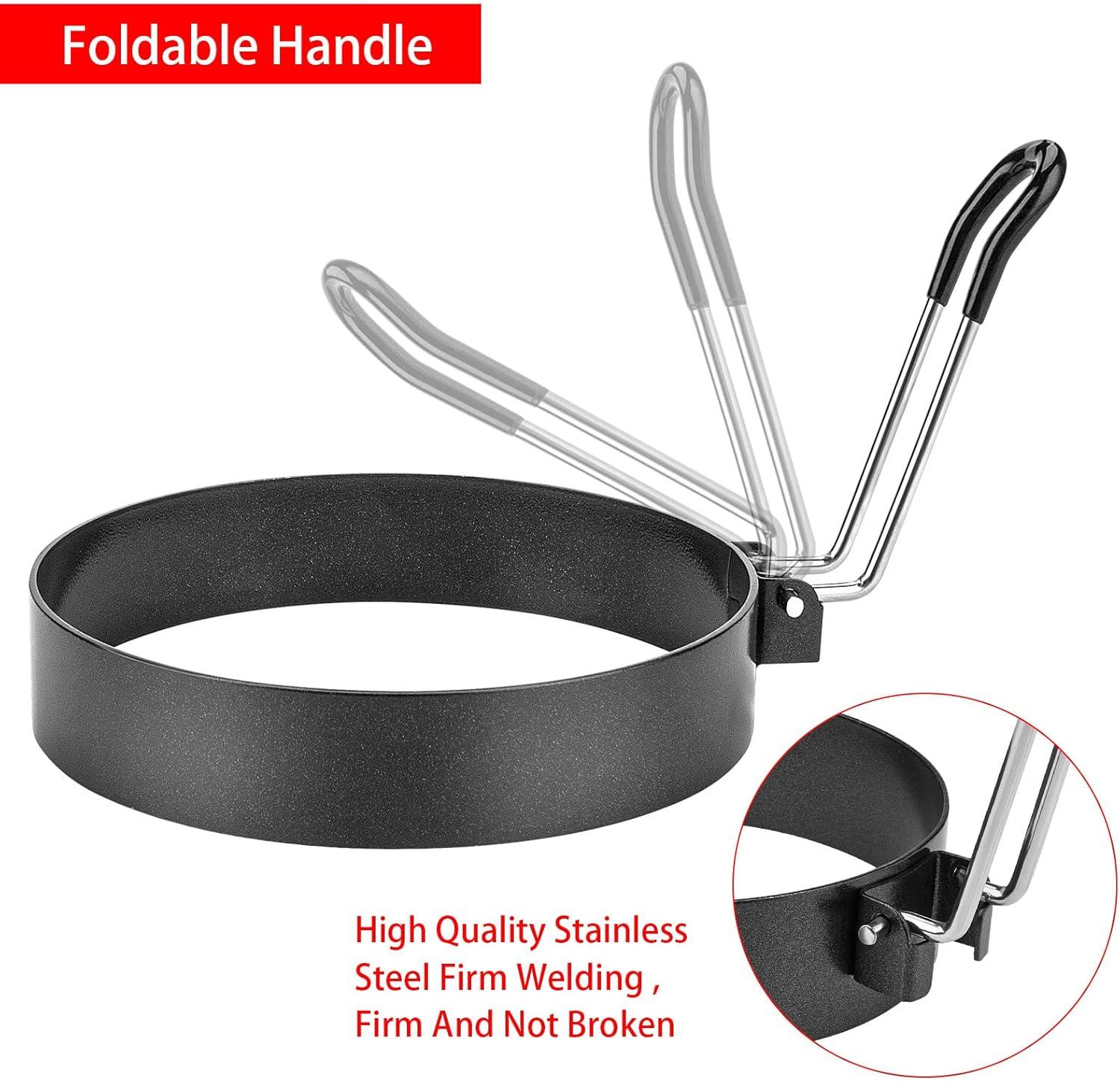 Eggs Rings 4 Pack Stainless Steel Egg Cooking Rings Pancake Mold for frying Eggs and Omelet, Black