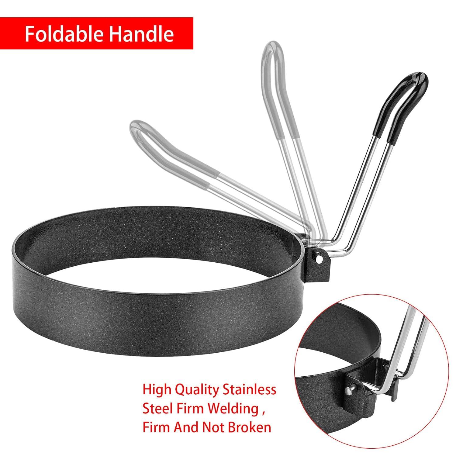 Eggs Rings 4 Pack Stainless Steel Egg Cooking Rings Pancake Mold for frying Eggs and Omelet, Black