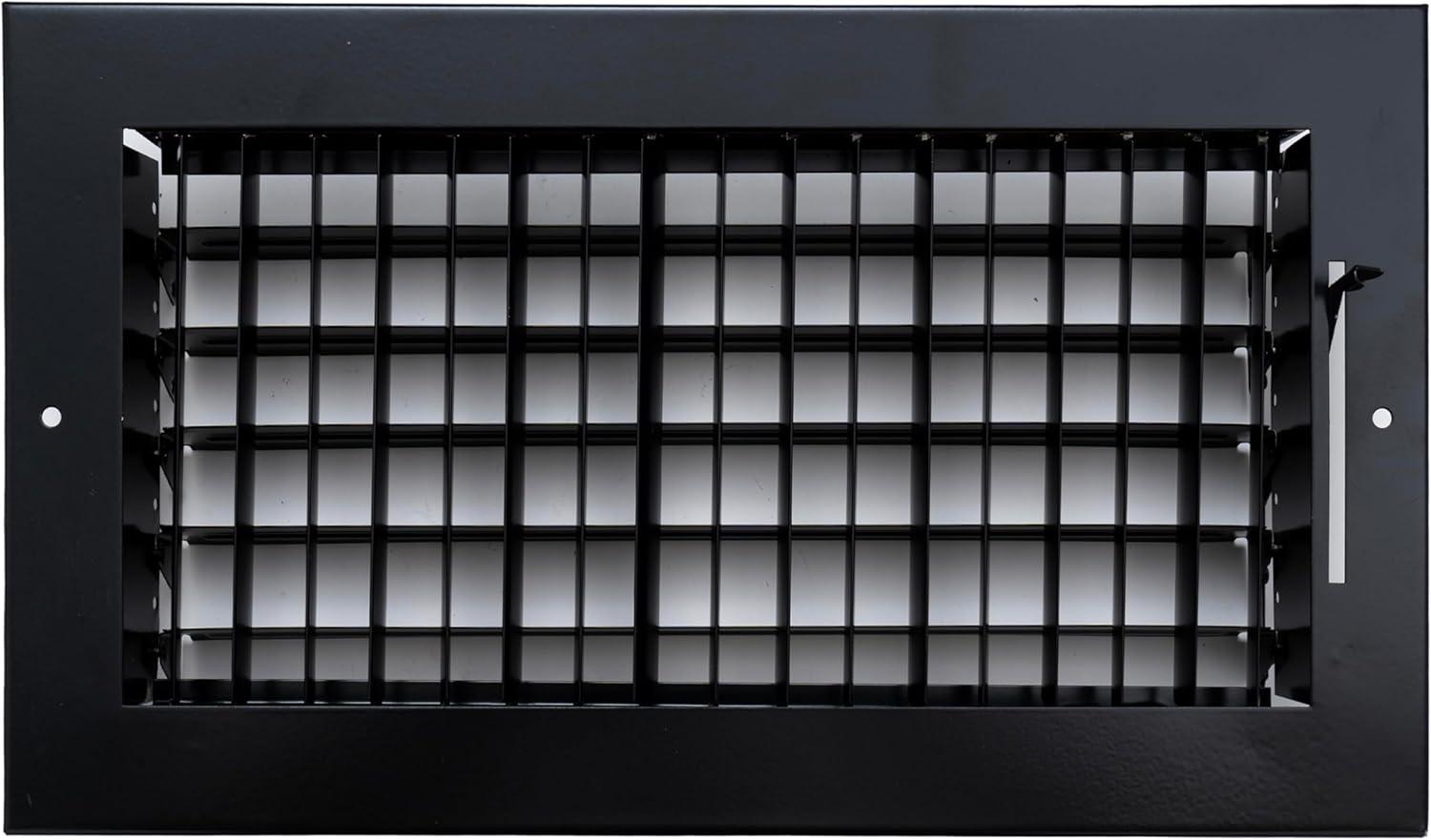 Fits 12x6 Duct Opening Steel Adjustable Air Supply Grille by Handua | Register Vent Cover Grill for Sidewall and Ceiling | Black | Outer Dimensions: 13.75" X 7.75"