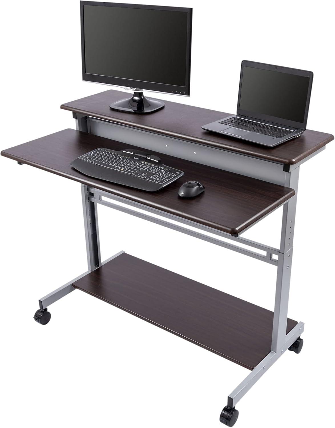 Stand Up Desk Store Rolling Adjustable Height Two Tier Standing Desk Computer Workstation