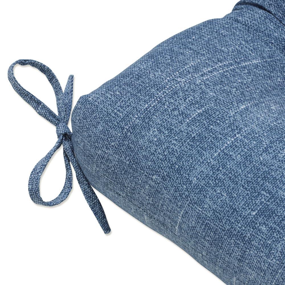 48" x 18" Outdoor Tufted Bench/Swing Cushion Tory Denim Blue - Pillow Perfect: Weather & Fade-Resistant