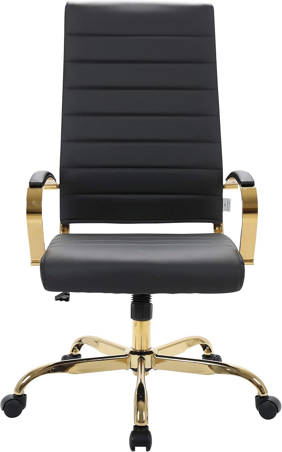 LeisureMod Benmar High-Back Leather Office Chair with Swivel, Tilt, Adjustable Height, Ergonomic Design for Home Office, Study, or Workspace